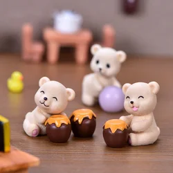Animal Osos Miel Miniatura – Figuras de resina para jardín y hogar