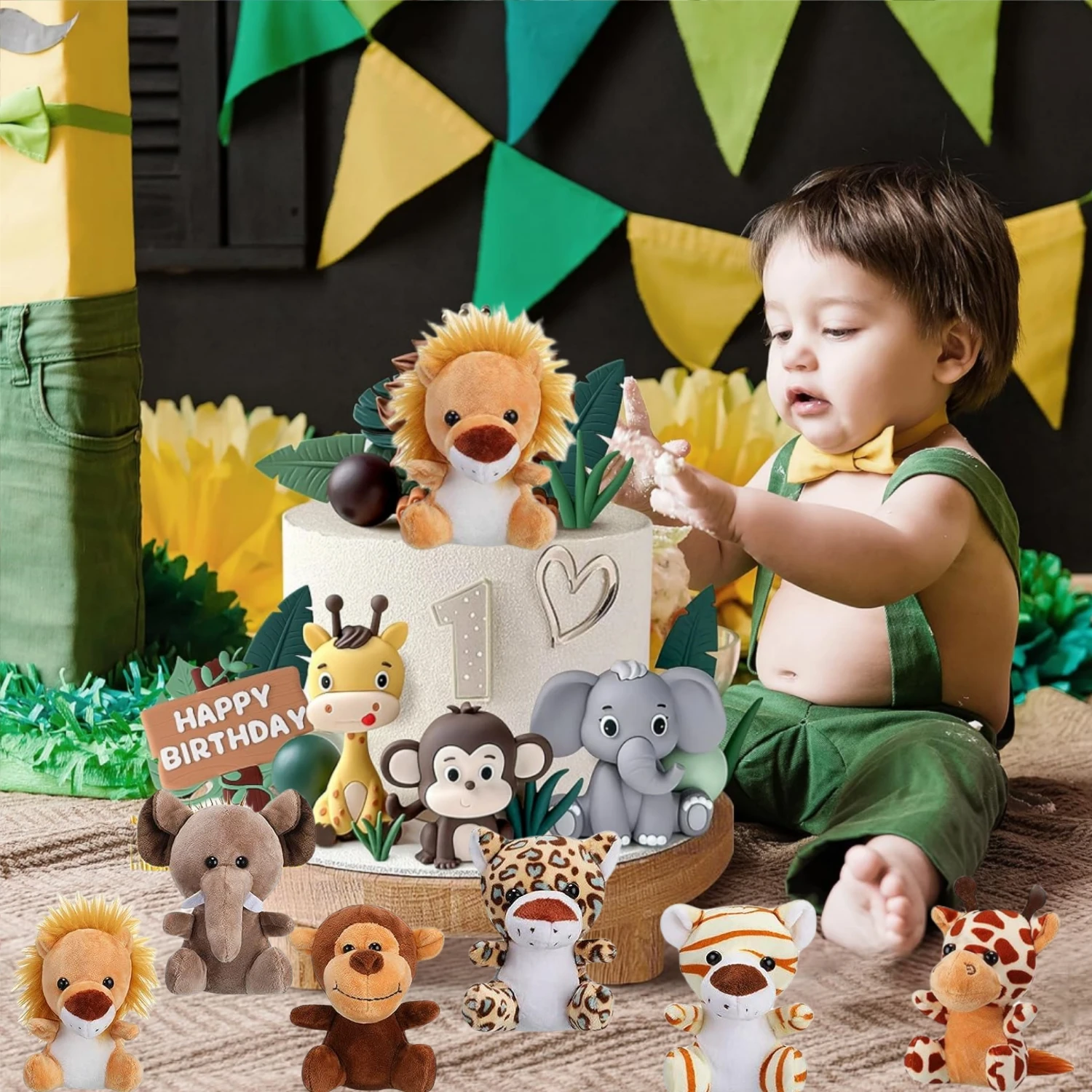 Peluches mini animales del bosque – León, Tigre, elefante y jirafa - imagen 3