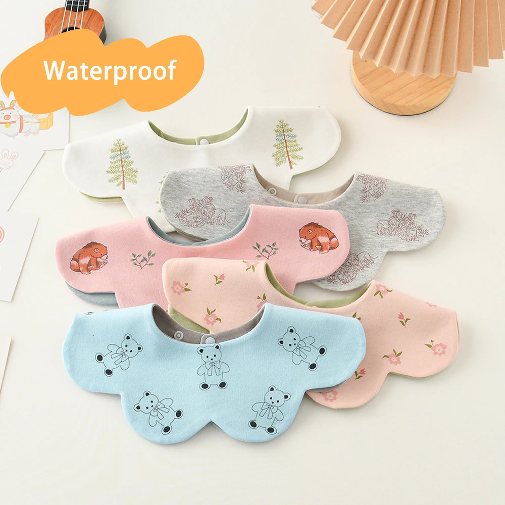 Nuevo babero impermeable de dos caras utilizable para alimentación de bebé, babero para bebés, toalla de Saliva ondulada, paño para eructar de algodón suave para niños recién nacidos, Baberos - imagen 5