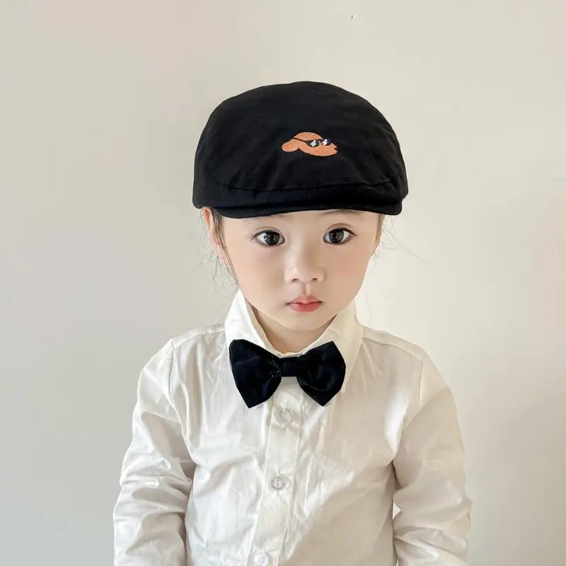 Boina coreana para bebé, sombrero con bordado de perro de dibujos animados, sombreros para niños y niñas, sombrero infantil Vintage a la moda, accesorios ajustables para niños - imagen 4