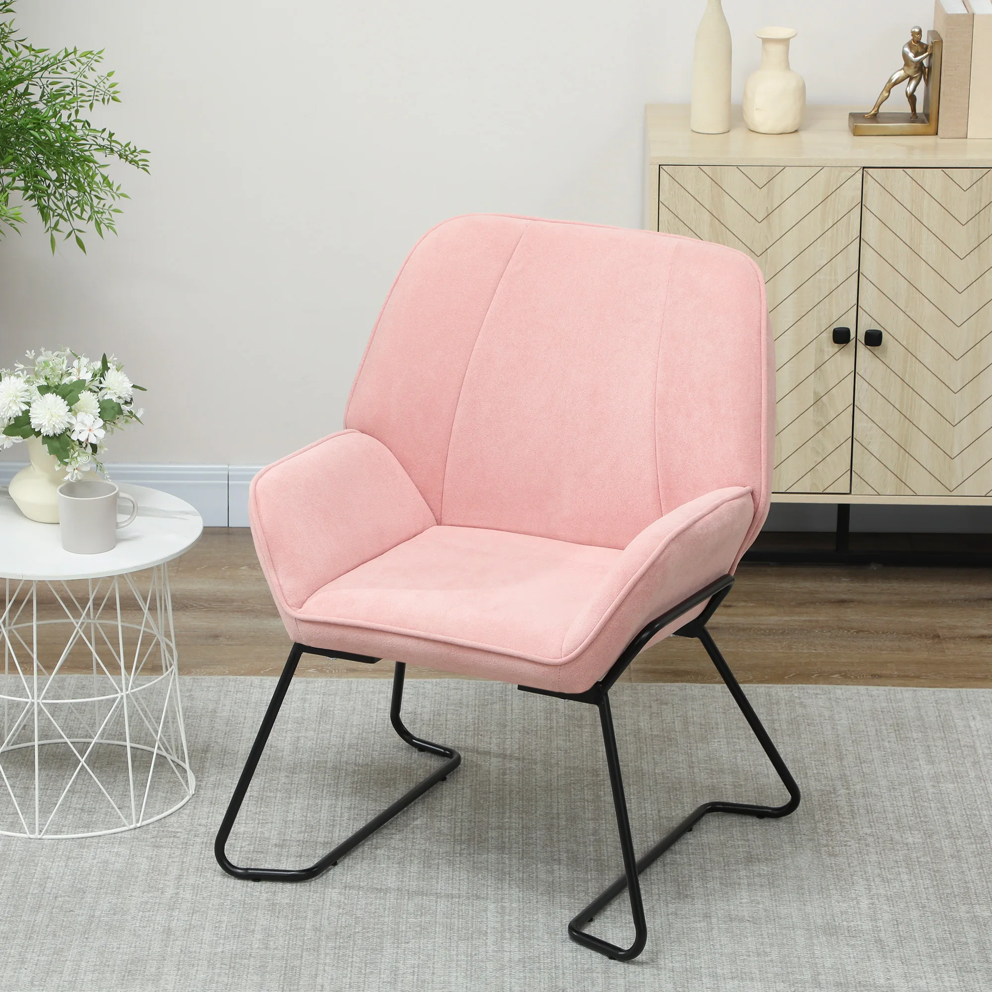 HOMCOM Butaca de Salón Moderna Sillón Lectura con Asiento Ancho y Acolchado Tapizado en Terciopelo Patas de Metal Sillón para Salón Sala de Estar Dormitorio