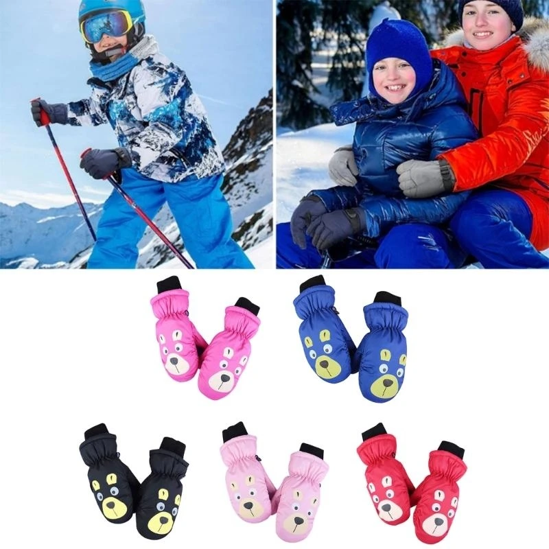 M76C Guantes esquí para niños elegantes y funcionales, perfectos para aventuras invierno
