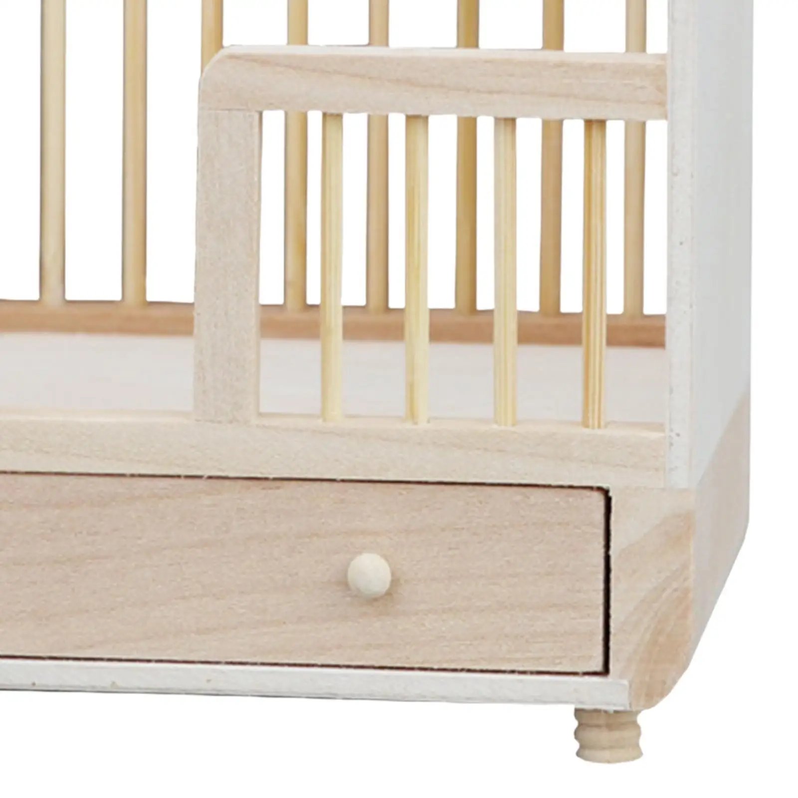 1: 12 Miniature Dollhouse Crib Bed Miniature Toddler Bed for Gift Micro Landscape Handcraft Landscape Decorations Window Display