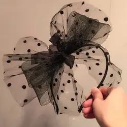 Diadema vintage con lazo de lunares ultragrande para mujer