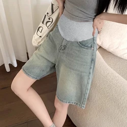 Shorts vaqueros premamá con soporte de vientre – Cómodos elásticos