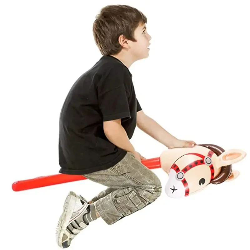 2 uds cabezas de caballo inflables palo de vaquera globo de PVC vestir juguetes educativos al aire libre regalos juguete inflable para niños regalo de cumpleaños - imagen 2