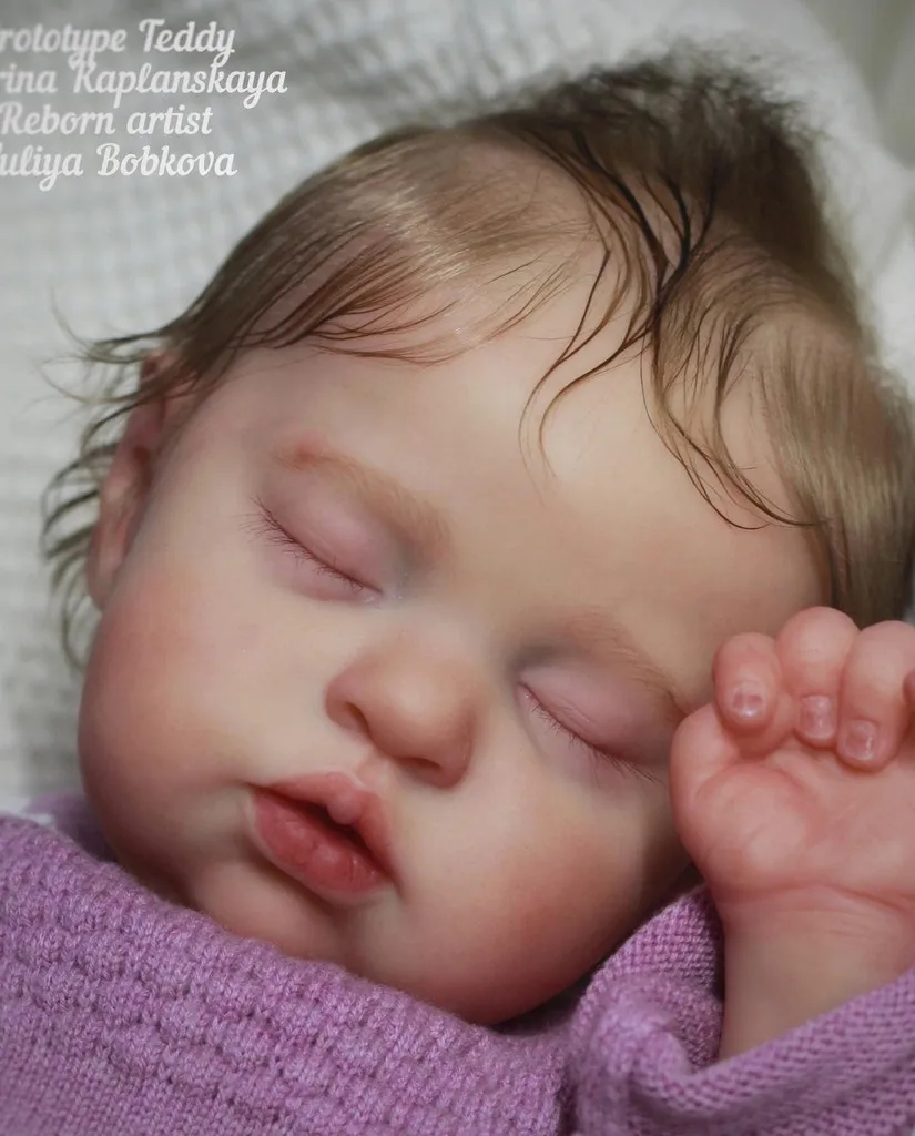 NPK-Kit de muñeco pintado de peluche realista para recién nacido, 19 pulgadas, piezas sin terminar con pelo enraizado a mano - imagen 2