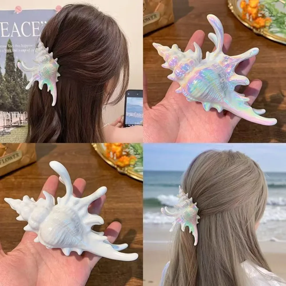 Pinza para el pelo de tiburón, accesorios para el cabello con garra grande de concha de mar, horquillas con temática de océano, horquillas elegantes para mujeres, niñas y niños - imagen 2