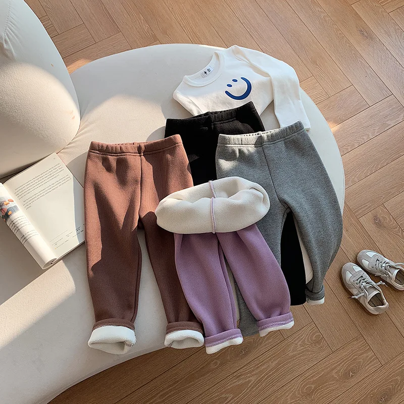 Leggings de lana para niñas – Pantalones cálidos terciopelo otoño invierno - imagen 4