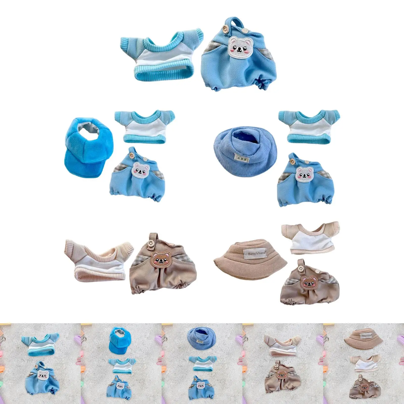 Plush Doll Outfit Cute Bear DIY Accessories Hands on for Kids Birthday Gift Coordination Imagination Costumes for Plush Dolls