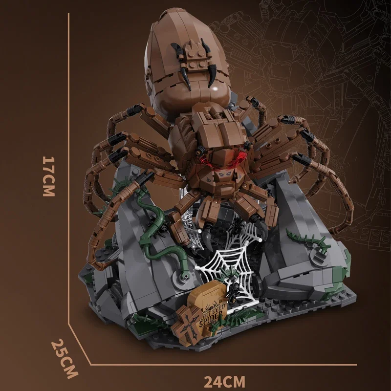 Bloques de construcción de araña y lobo de ojos rojos, modelos clásicos de animales del bosque, decoración de escritorio, juguetes para niños, regalos de vacaciones, 845 Uds. - imagen 4