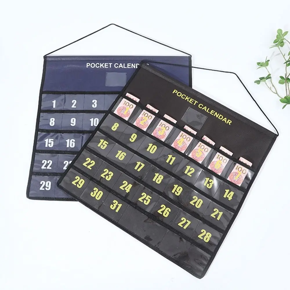 Calendario de pared con bolsillos, bolsa de almacenamiento de tela, organizador mensual novedoso para sala de estar y dormitorio - imagen 4