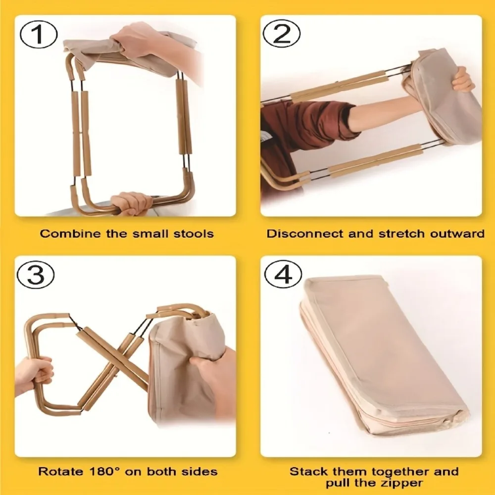 Taburete plegable con estuche para lápices al aire libre, mini taburete de pesca para acampar Pony, silla con estuche para lápices de ocio para viajes - imagen 3