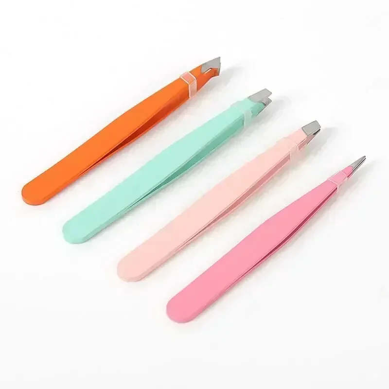 Estuche para cejas: pinzas faciales de 4 piezas, pinzas para cejas de acero inoxidable con pelo de cuero, depilación de restos y depilación encarnada - imagen 2