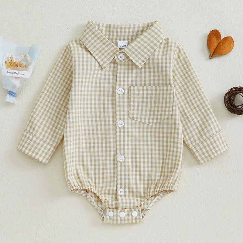 Mono con solapa de celosía para bebé, mono de ocio de estilo fino para niño pequeño, mono de otoño de una pieza para bebé