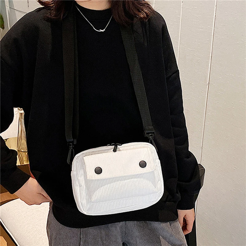 Bolsos de hombro de pana a la moda para mujer, bolso de mensajero para estudiantes, bolsos de viaje, versátiles coreanos - imagen 2