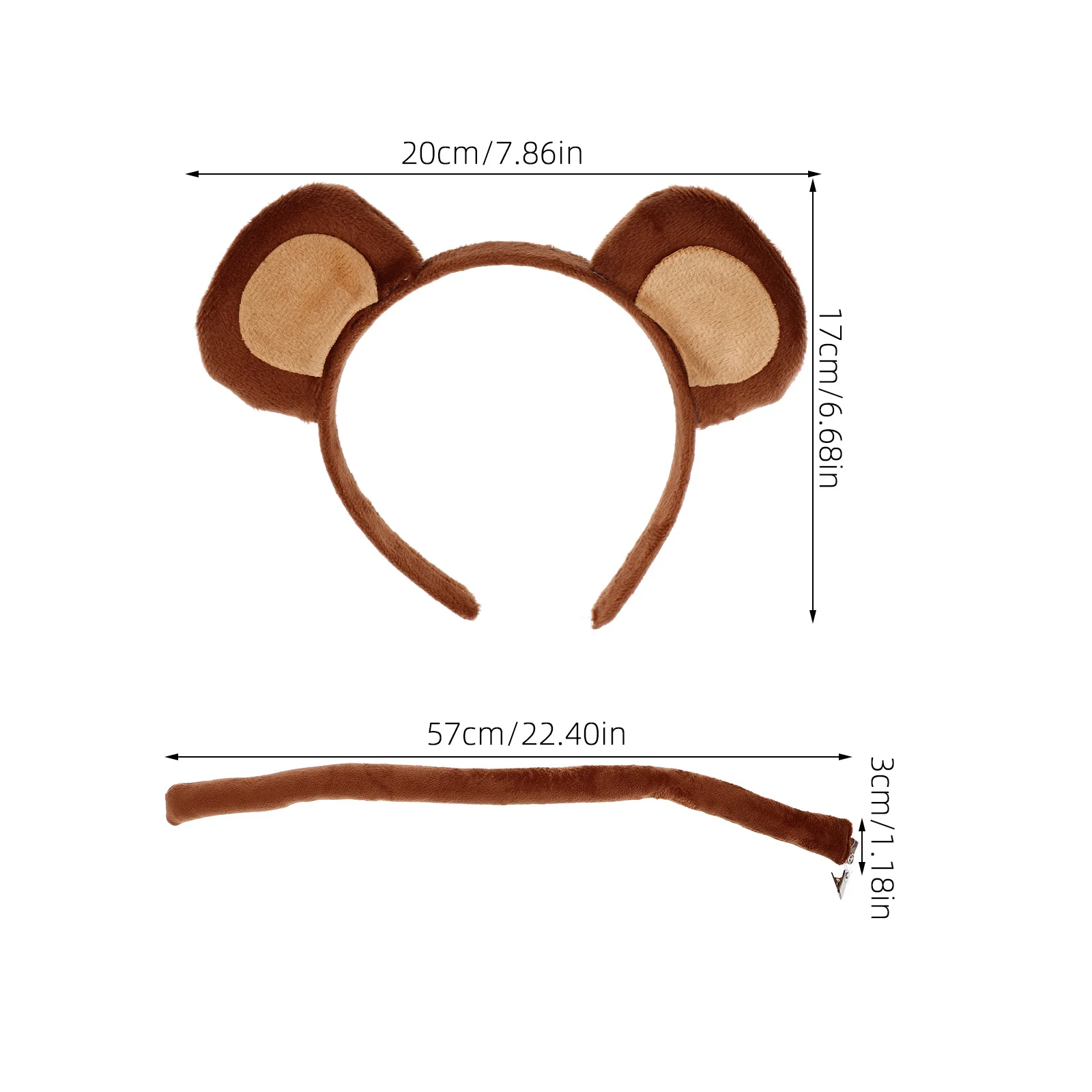 1 Juego de diadema de mono, conjunto de cola, accesorio de disfraz de fiesta de jungla para niños, disfraz de Halloween, vestido elegante, accesorios de juego de rol de animales - imagen 3