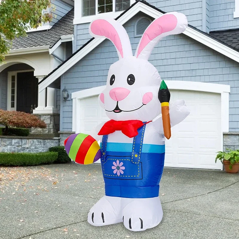 Juguetes inflables luminosos con luces LED para Paintbrush, conejo de pascua, modelo inflable, decoración de vacaciones al aire libre, 1,8 M/6 pies - imagen 5