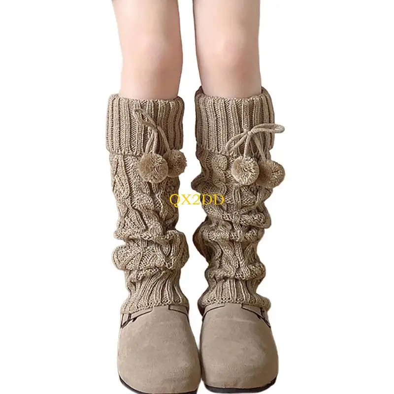 QX2D Calentadores piernas para niños, Funda Calcetines Punto Color sólido Dulce para niñas, cómoda - imagen 3