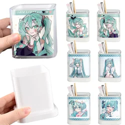 Hatsune Miku porte-crayons bureau bureau en plastique carré stylo Pot tasse étui conteneur organisateur créatif Simple Durable porte-crayon