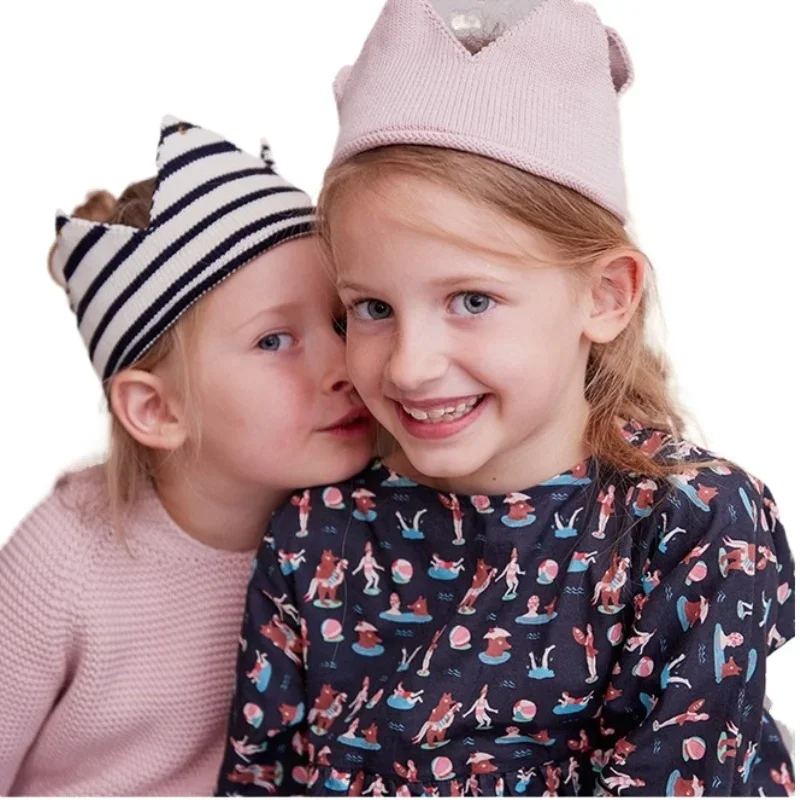 Gorros de corona tejidos para niñas y niños, gorro tejido para fotografía, gorro de cumpleaños para niños, accesorios para niños de 1 a 3 años