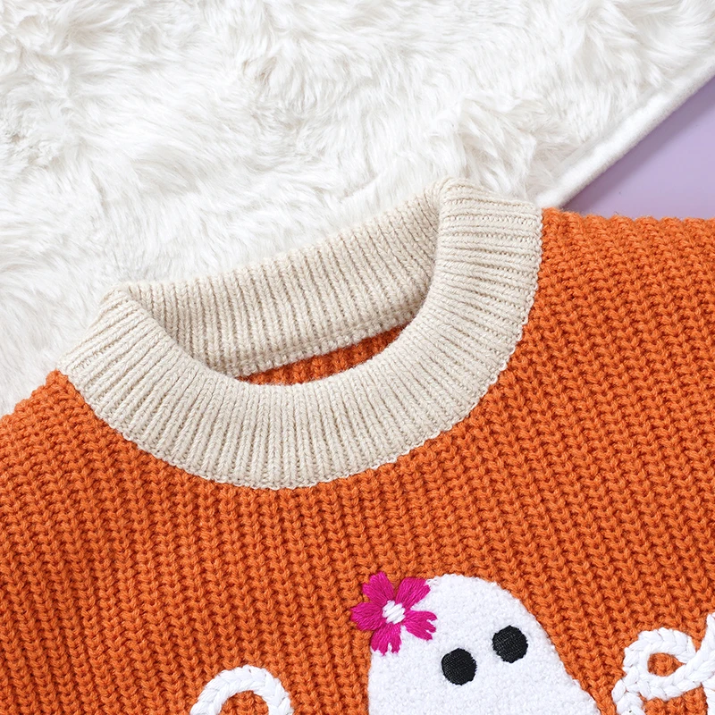 Jersey de punto invierno para niñas pequeñas en color naranja - imagen 3