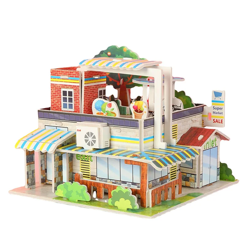 Puzzle 3D casitas de papel - Juego educativo para niños - imagen 4