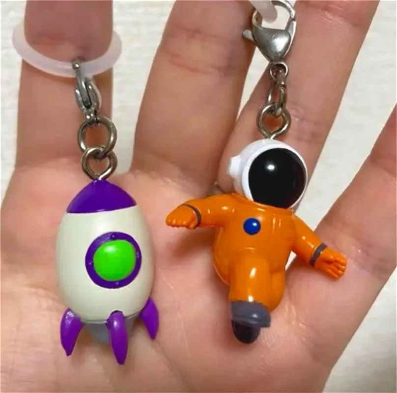 Juguetes cápsula originales kawaii Space Friends Mejirushi accesorio 2 astronauta cohete alienígena OVNI paraguas botella marca colgante figuras - imagen 4