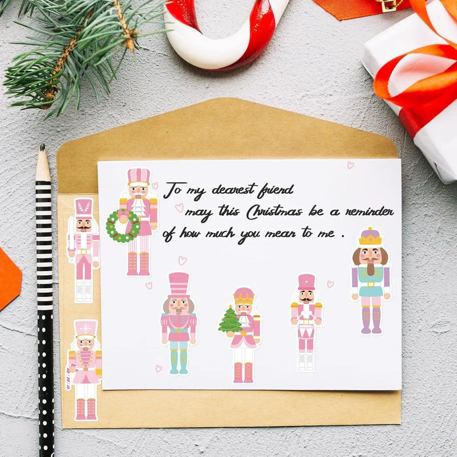 Pegatina navideña autoadhesiva para botellas de agua, pegatina divertida de Cascanueces navideña para ordenador portátil, diario, guitarra, ordenador y teléfono - imagen 2