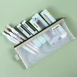 Bolsa de lápices de papelería transparente para examen de estudiantes, estuche de bolígrafos de malla de nailon dedicado, bolsa de gran capacidad Unisex, suministros escolares
