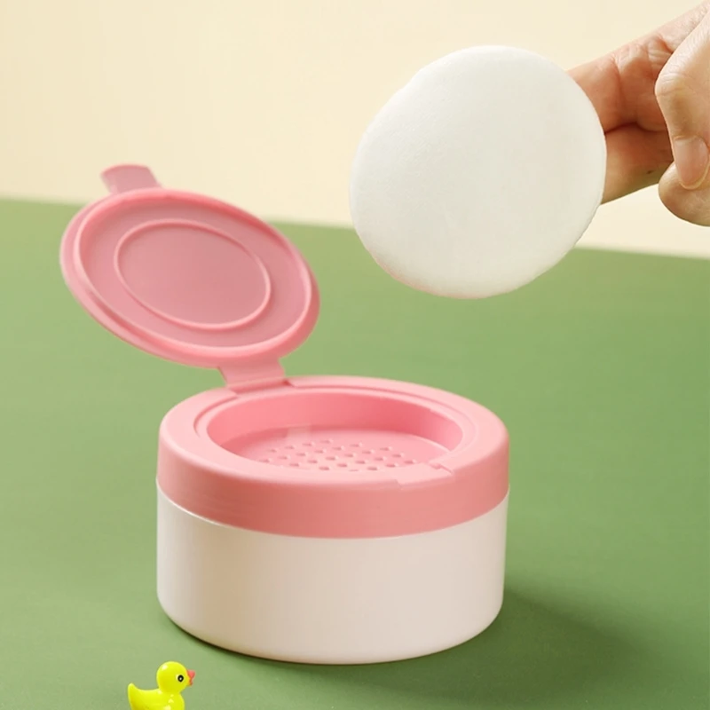 Caja de esponjas de polvo para el cuidado de la piel del bebé, caja de esponjas de polvo para bebé, caja segura para esponjas de polvo infantil que garantiza comodidad y protección para bebés