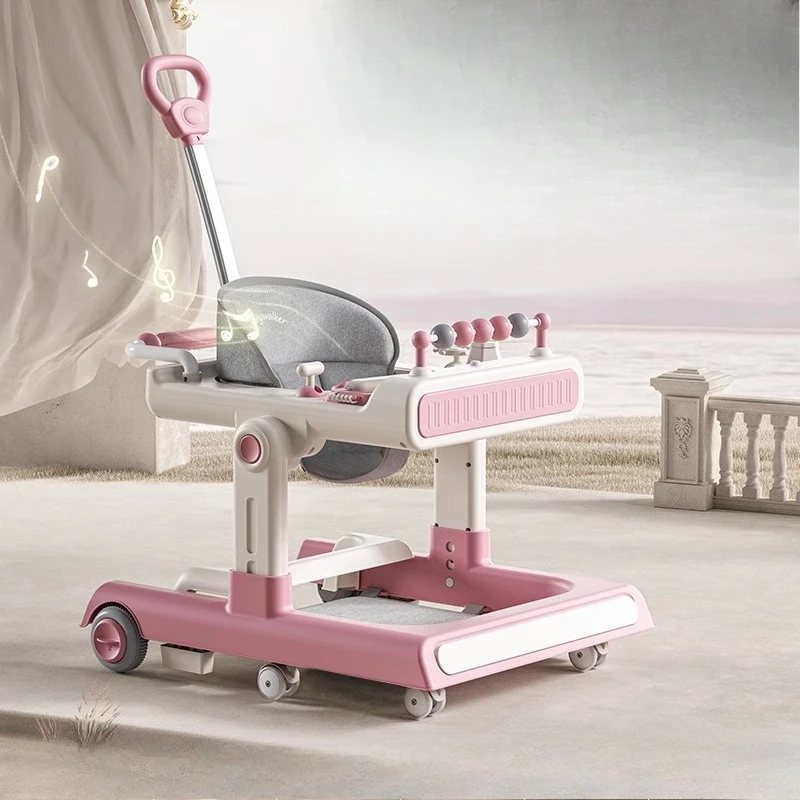 ‌ Andador antideslizante para bebé, carrito de empuje para sentarse a pie, marco triangular estable con crucero de aprendizaje seguro de altura de 3 posiciones ‌   multifuncional - imagen 3