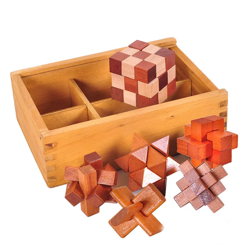 Kong Ming Lu Ban Lock – Puzzle 3D de madera desbloqueado para niños