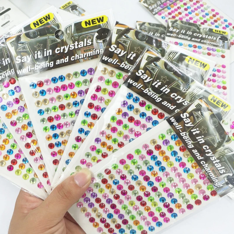 Pegatina de cristal DIY de colores mezclados al azar, paquete de 1/2/3/5/10 hojas, funda autoadhesiva para teléfono, decoración de ordenador, pegatinas de grafiti ZYF - imagen 4