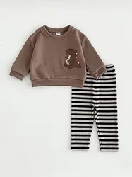 MILANCEL Conjunto otoño bebé dinosaurio – Sudadera capucha y pantalón
