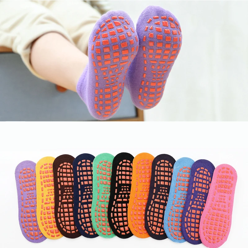 Calcetines antideslizantes de algodón para bebés y niños, calcetines de trampolín, ropa cómoda para adultos, calcetines transpirables para deportes exteriores, calcetines de Yoga de 1 a 12 años