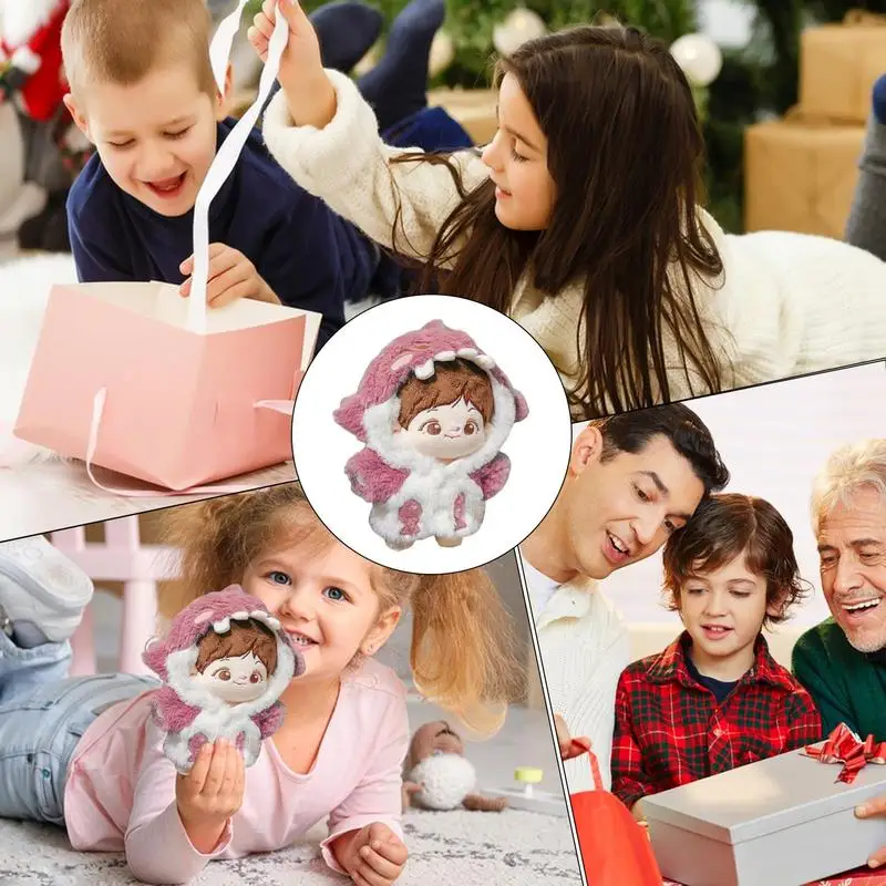 Sudadera con capucha de tiburón para muñeca Labubus, ropa para muñeca para niños de 7,87 pulgadas, ropa de felpa de Anime suave, accesorios de juguete para vestir, muñeca - imagen 4