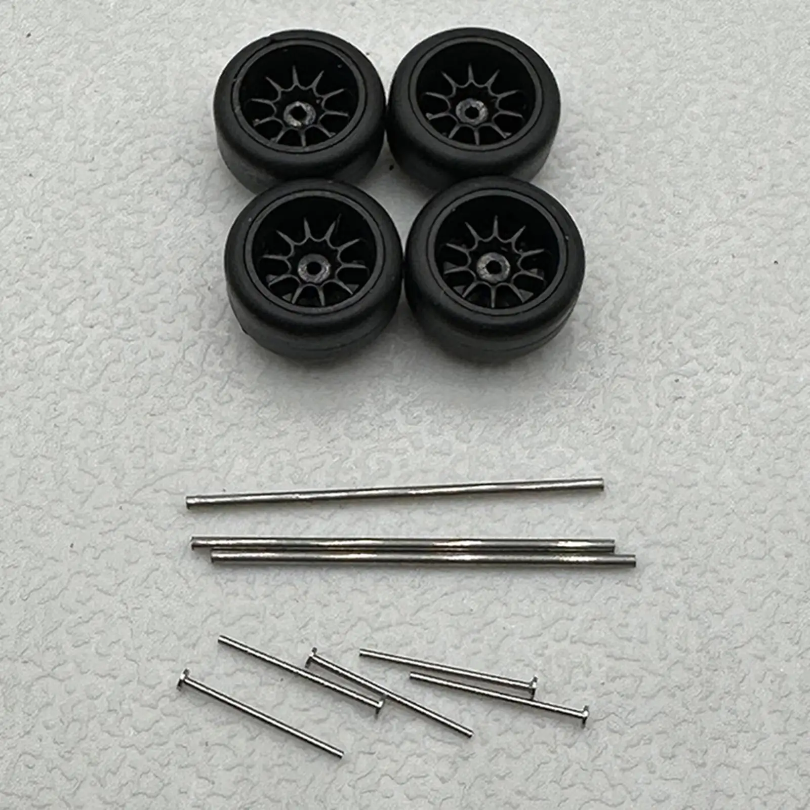 4x RC Car Wheels and Tires RC Upgrade Part Wheels Model RC Alloy Car Accessories for 1/64 RC Car DIY Accessory Spare Parts