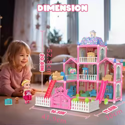 Casa de muñecas luminosa con muebles y accesorios de princesa