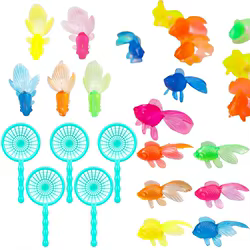 Mini pesca de pez dorado simulado con juego de redes, mezcla aleatoria de colores, recuerdos de fiesta de pez dorado de plástico, obsequios de carnaval, 10/20 piezas, ZYF