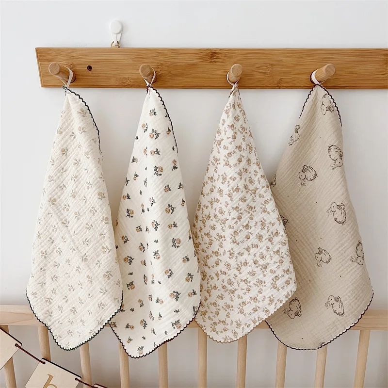 Toallitas de muselina florales Vintage para la cara del bebé, toallitas absorbentes suaves para recién nacidos, cuadrados de muselina para bebé de 30x30cm - imagen 4
