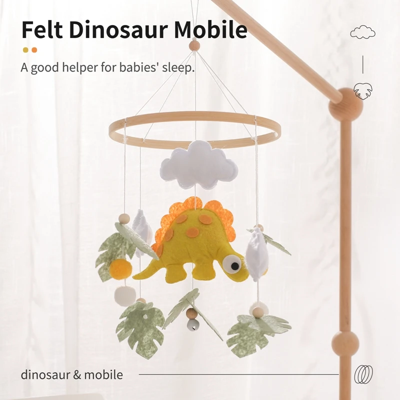 Móvil cuna de madera con sonajero dinosaurio – Juguete educativo bebé - imagen 5