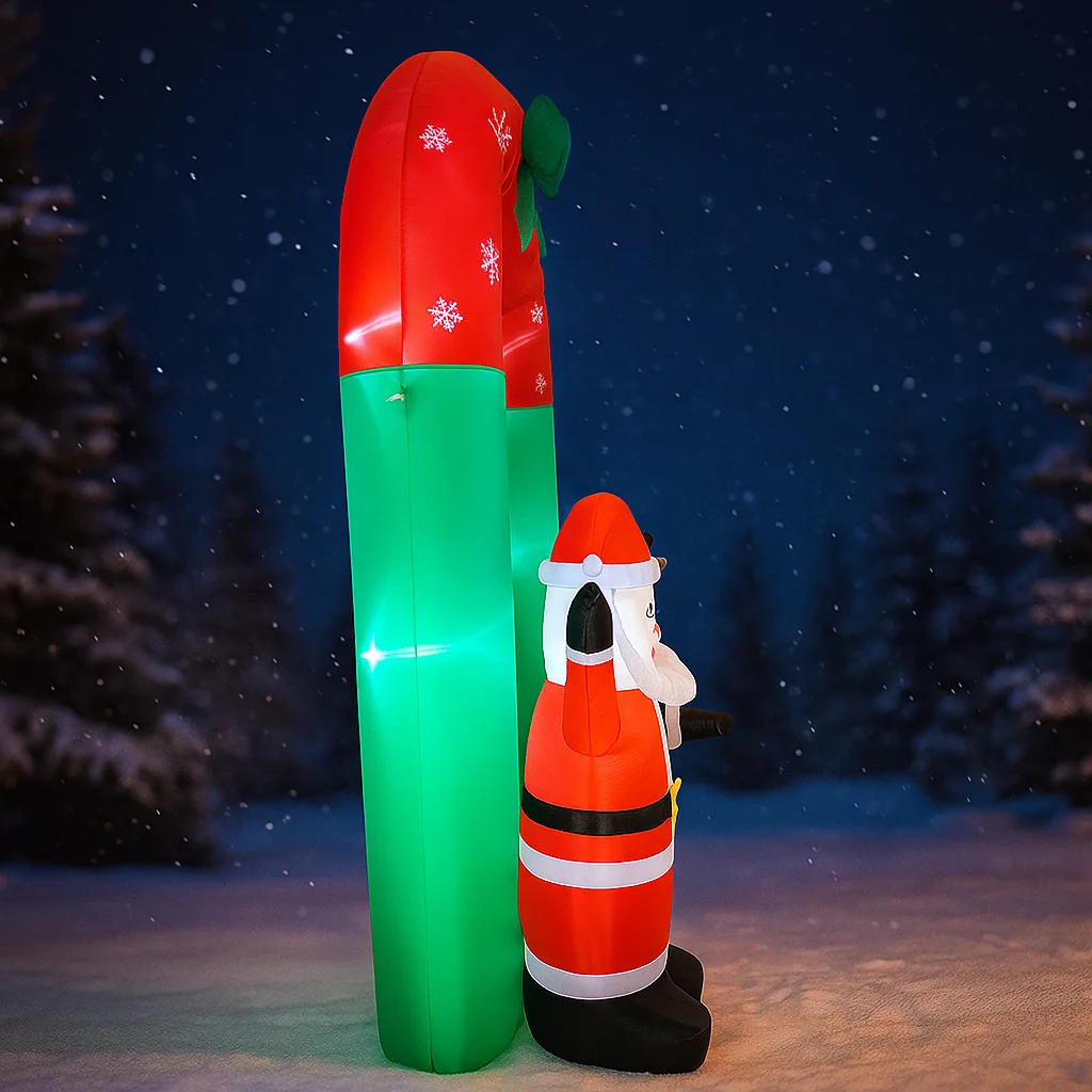 Decoración navideña al aire libre de 7,8 pies, arco de Papá Noel, muñeco de nieve, decoración inflable para patio de Navidad, adornos navideños, luces, juguete para el hogar - imagen 4