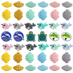 Sunrony 20 piezas serie con diseño marino cuentas de silicona caballito de mar Concha pez burbuja para joyería DIY llavero pulsera pluma Etc. Productos hechos a mano