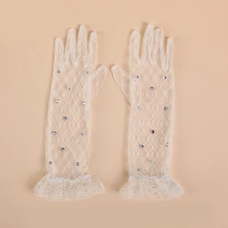 Guantes de encaje blanco con pedrería para niñas – Fiestas y celebraciones