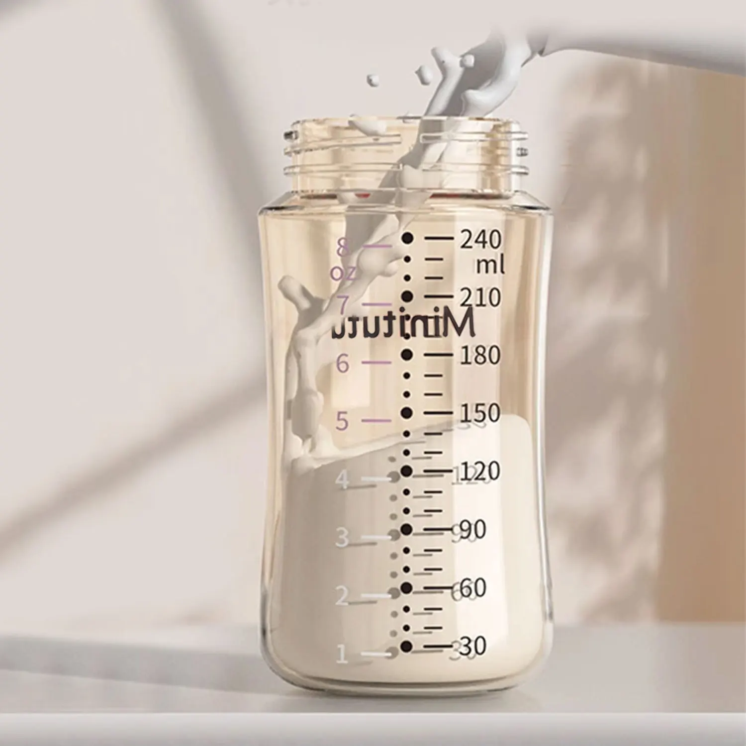 Biberón de 240 ml, biberón de agua con taza para sorber, pajita con bola de gravedad, material PP de calidad alimentaria, a prueba de fugas, a prueba de caídas - imagen 5