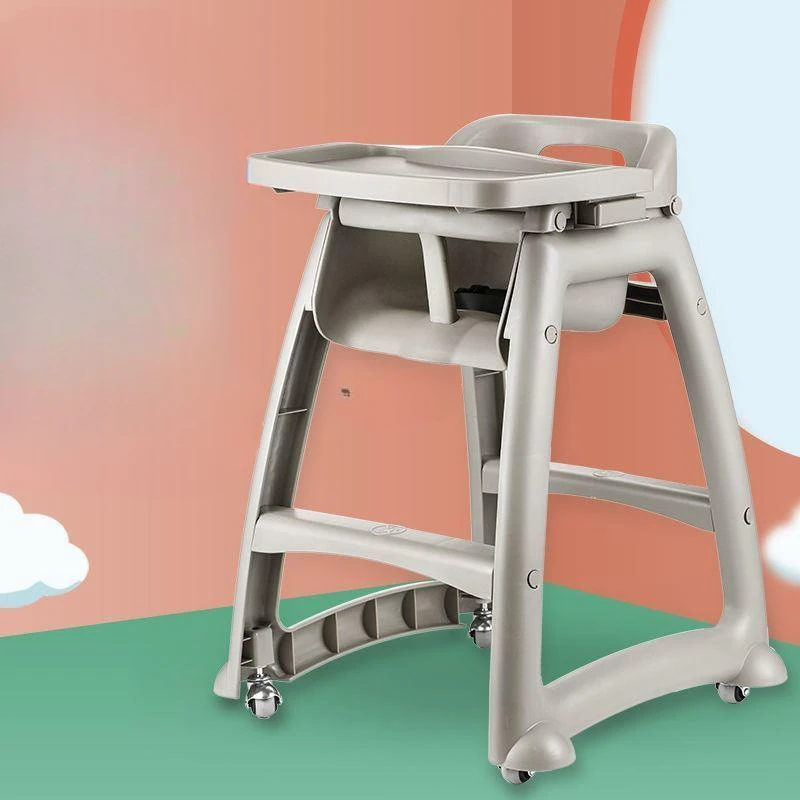Silla de comedor para niños ajustable en altura con punta, trona de plástico portátil con ruedas de bloqueo, Base Triangular, alimentación resistente para niños pequeños - imagen 2