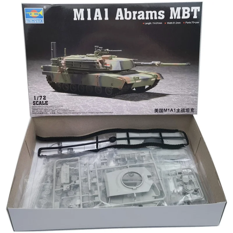 TRUMPETER 1/72 M1A1 Abrams tanque de batalla principal modelo de rompecabezas de ensamblaje de plástico - imagen 2