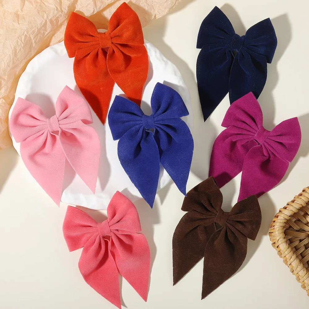 Pinza de pelo lazo terciopelo estilo francés elegante para niñas - imagen 2