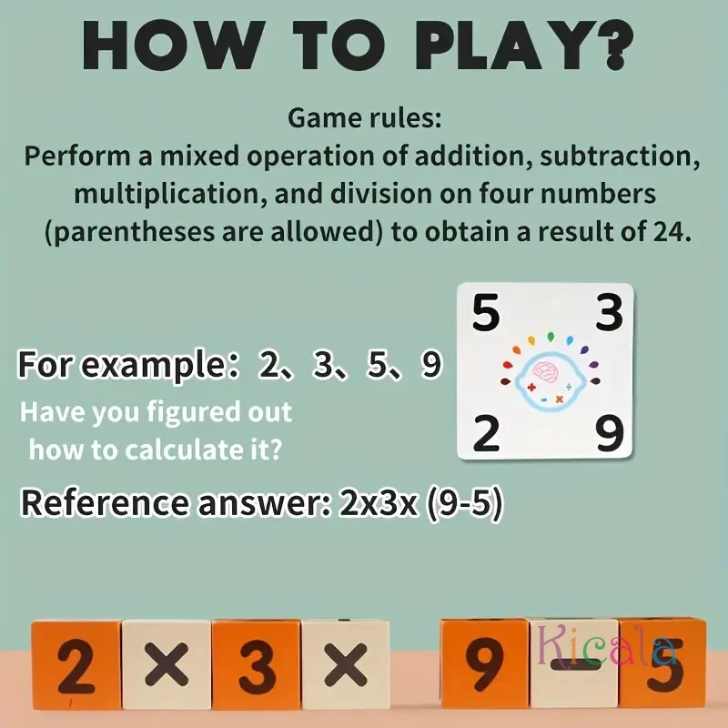 Cubo de matemáticas de madera de 24 puntos para niños, aprendizaje, suma, resta, división de multiplicación, rompecabezas, juguete educativo, cubos de juego, juguetes - imagen 3